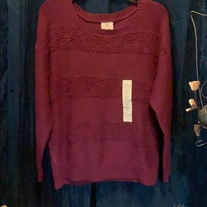 New ladies size large burgundy long sleeve sweater